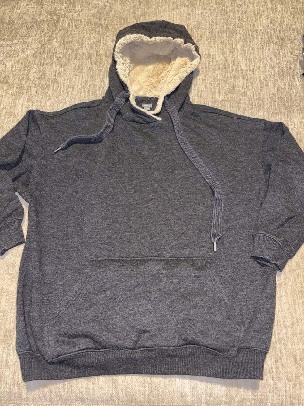 Aerie Charcoal Gray Oversized Sherpa-Lined Pullover Hoodie - Size S